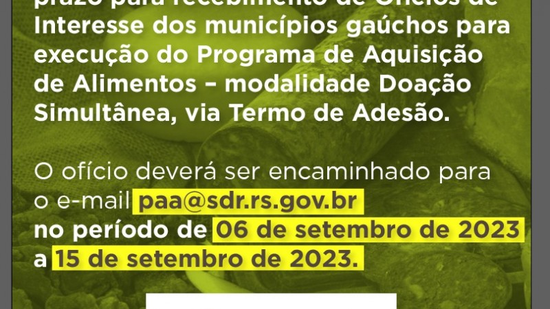 Card Programa de Aquisição de Alimentos